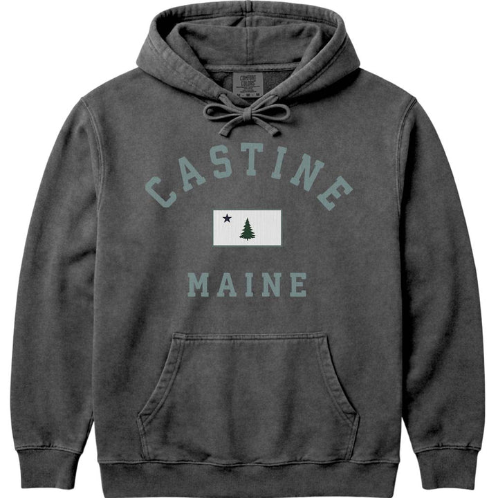 Castine Maine Flag Hoodie Sweatshirt - Pepper