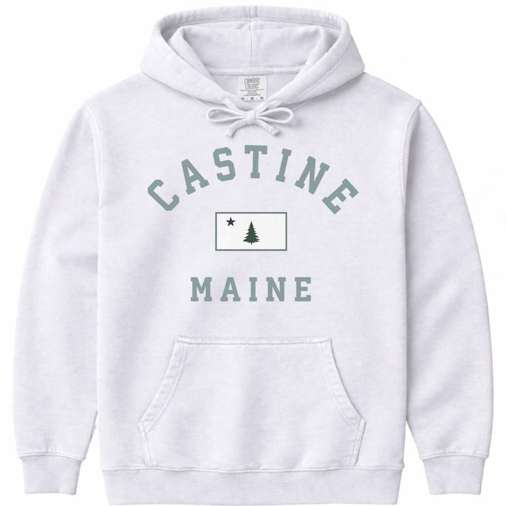 Castine Maine Flag Hoodie Sweatshirt - White