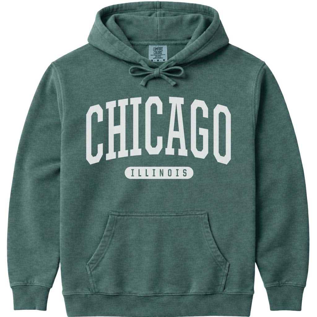 Chicago Illinois Hooded Sweatshirt - Blue Spruce