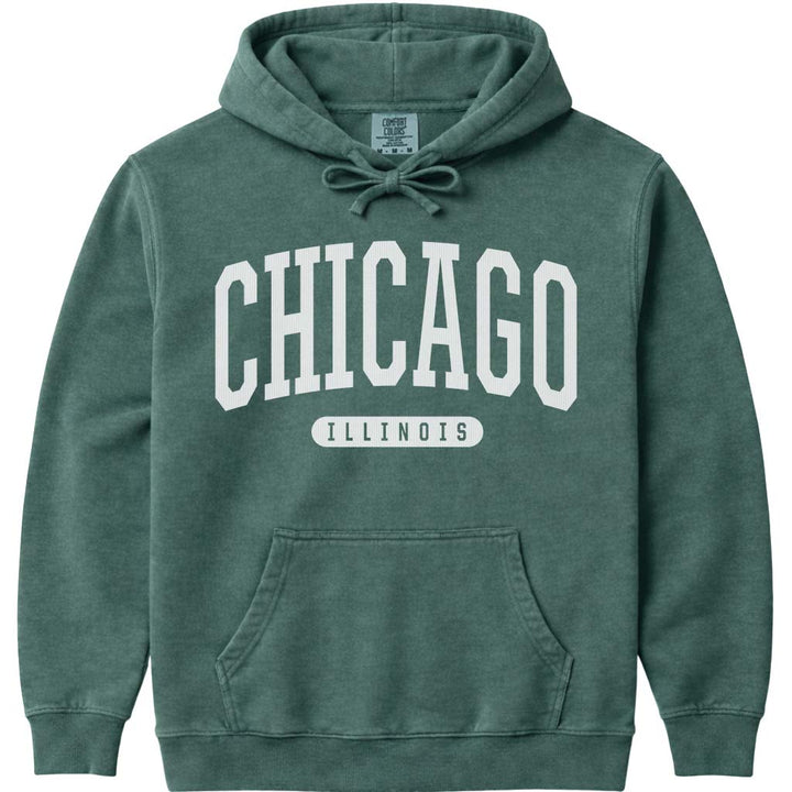 Chicago Illinois Hooded Sweatshirt - Blue Spruce