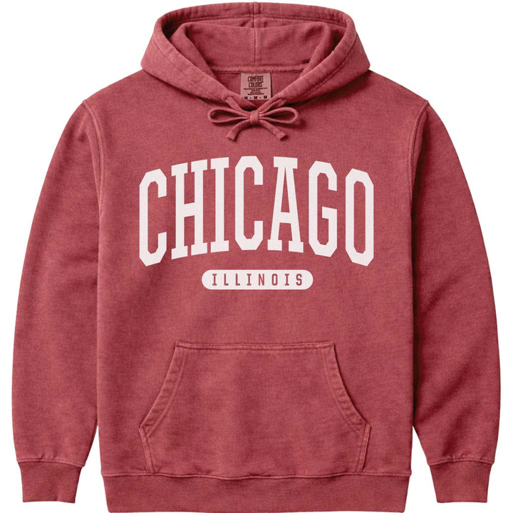 Chicago Illinois Hooded Sweatshirt - Crimson