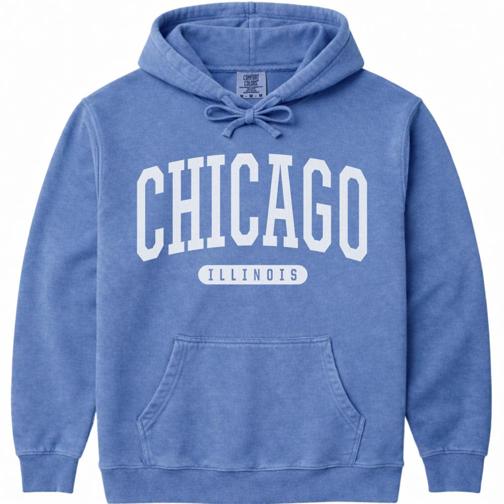 Chicago Illinois Hooded Sweatshirt - Flo Blue