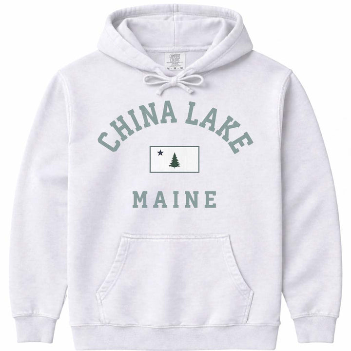 China Lake Maine Arched Flag Sweatshirt - White