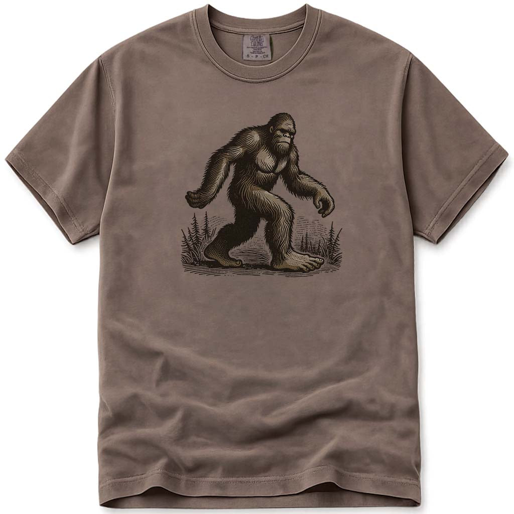 Classic Walking Bigfoot Outdoors In The Woods T-Shirt - Espresso