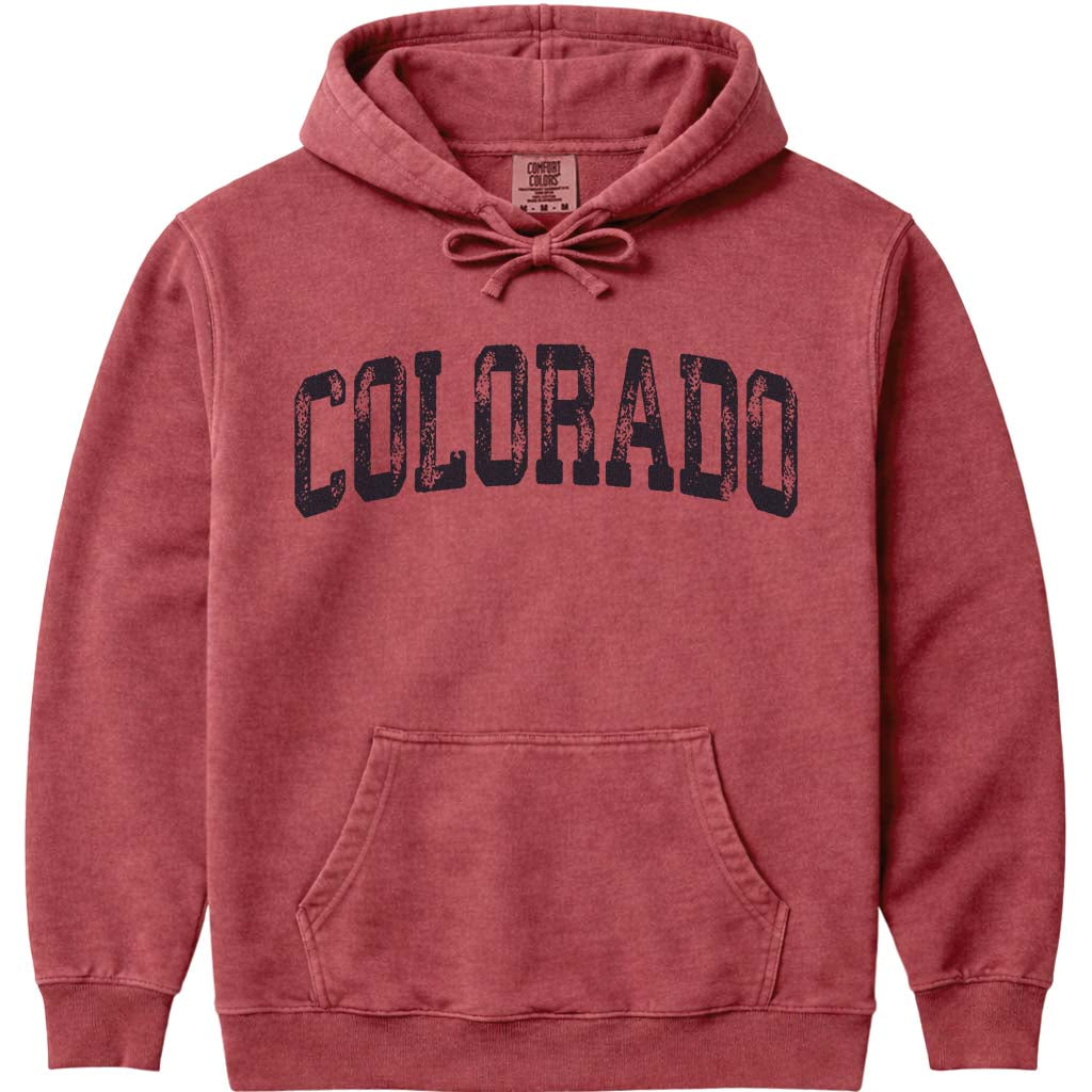 Classic Colorado Vintage College Hoodie - Crimson