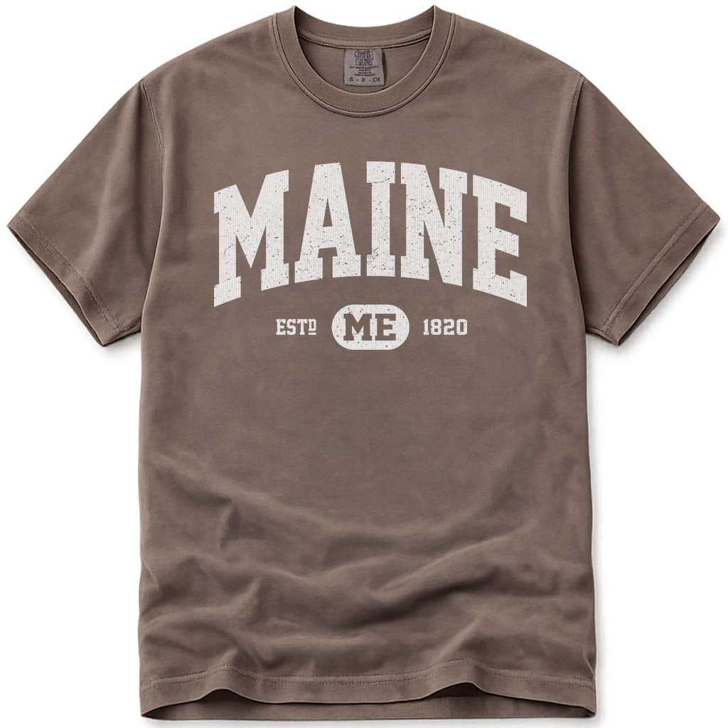 Classic Vintage Maine University T Shirt - Espresso
