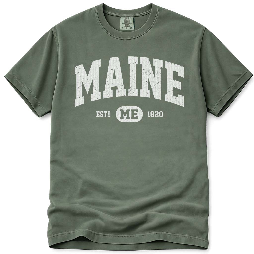 Classic Vintage Maine University T Shirt - Moss