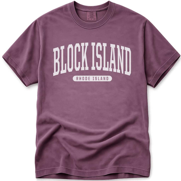 College Style Block Island RI T Shirt - Berry