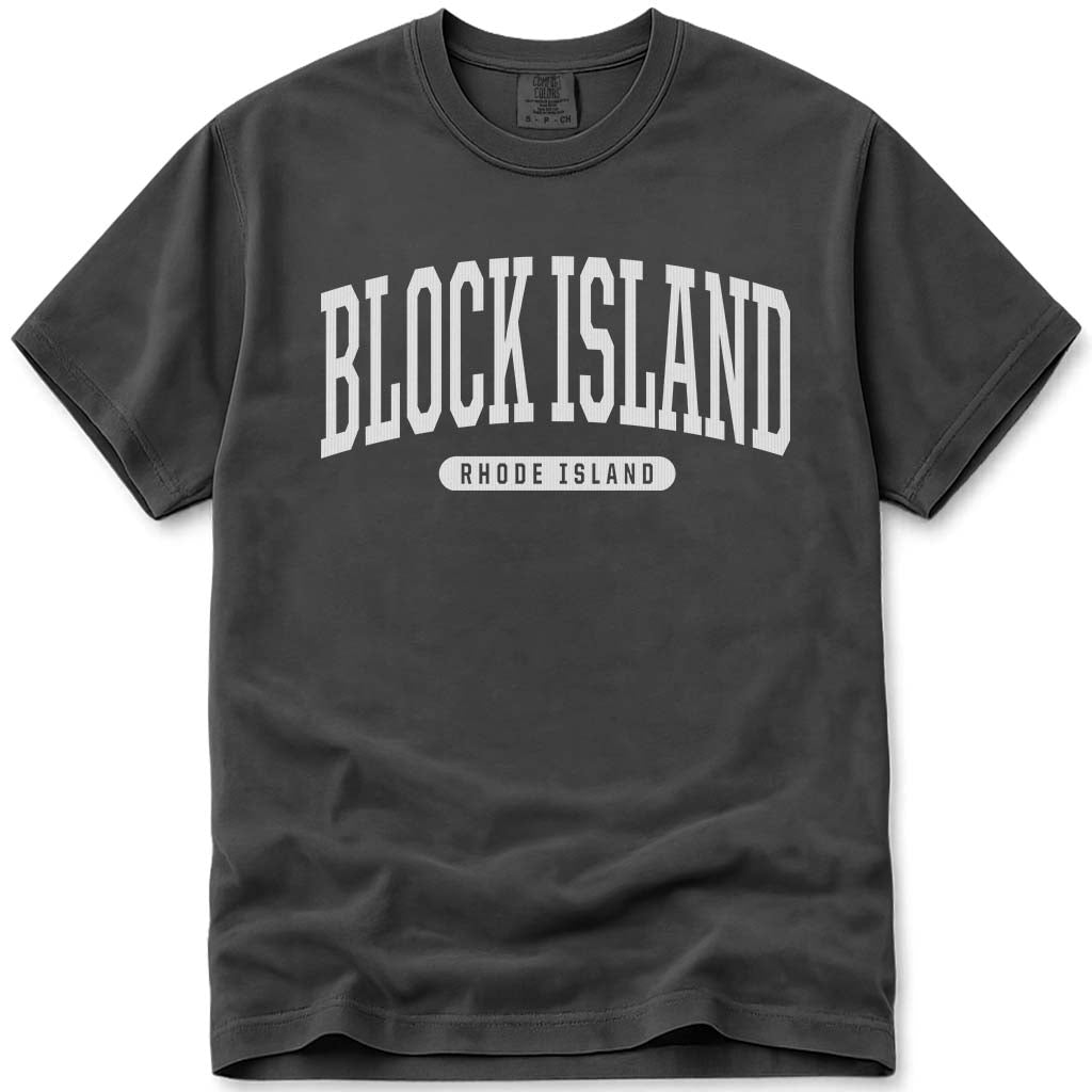 College Style Block Island RI T Shirt - Pepper