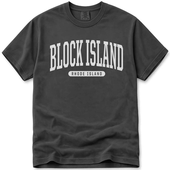 College Style Block Island RI T Shirt - Pepper