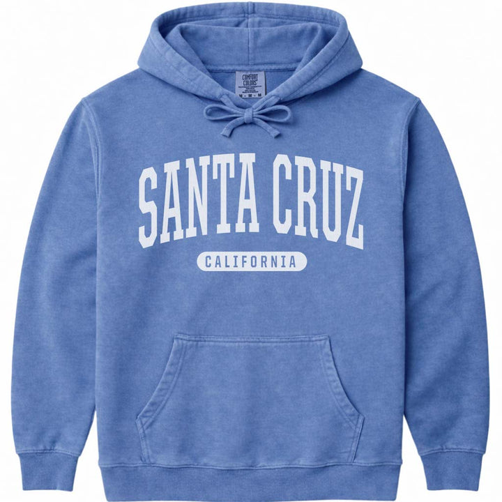 College Style Santa Cruz Hoodie Hooded Sweatshirt - Flo Blue