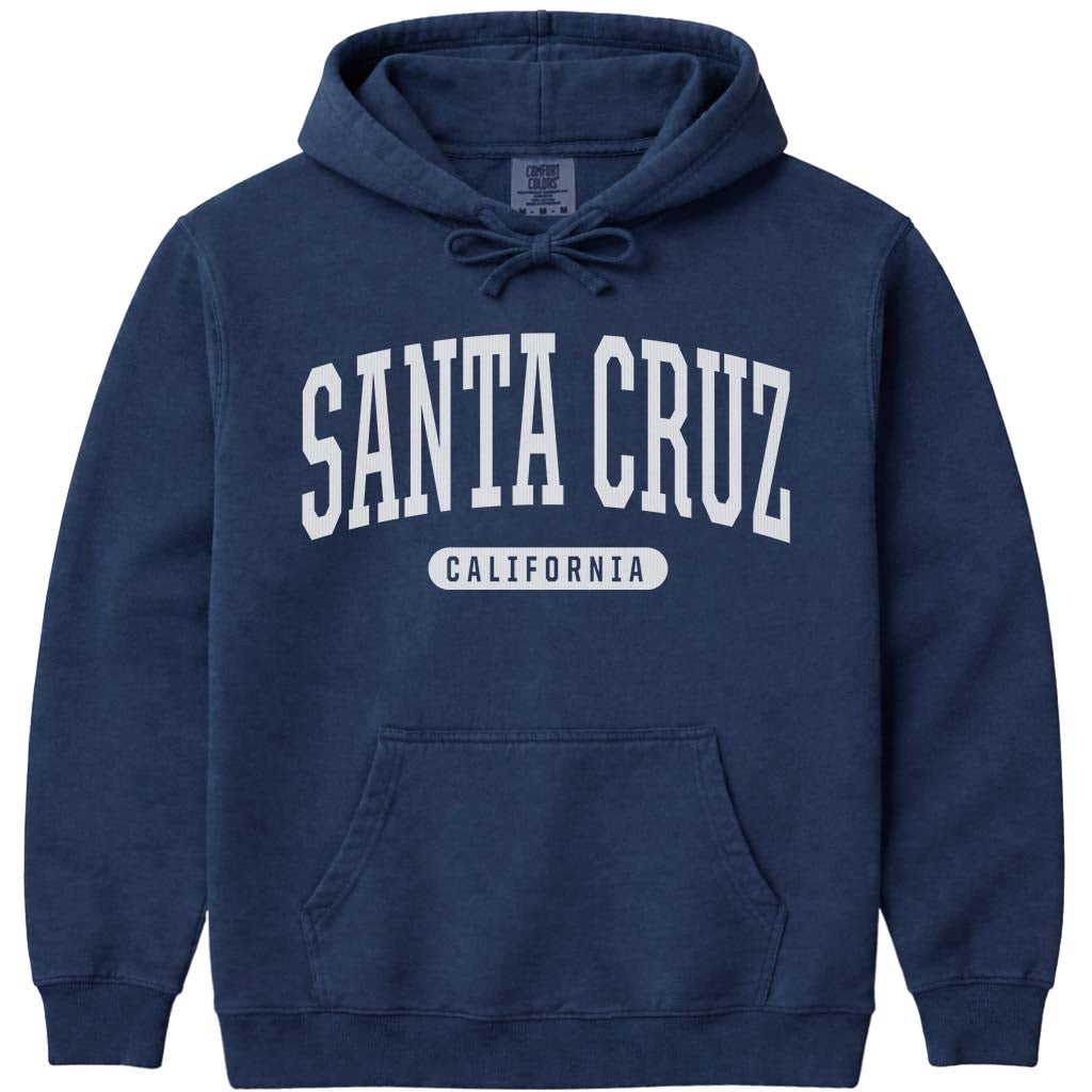 College Style Santa Cruz Hoodie Hooded Sweatshirt - Navy
