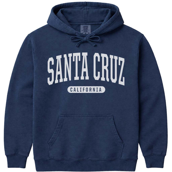College Style Santa Cruz Hoodie Hooded Sweatshirt - Navy