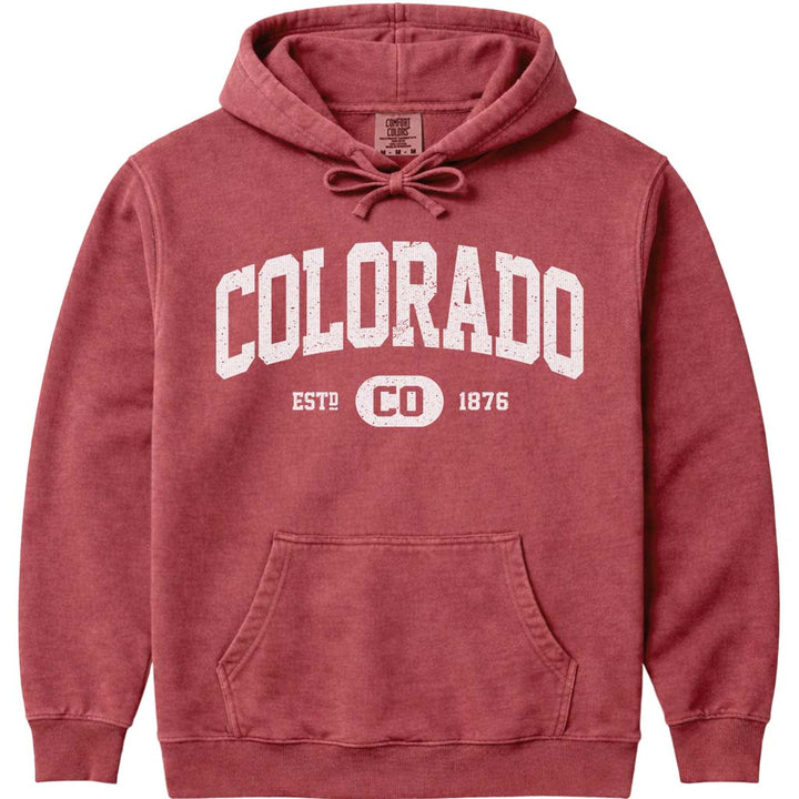 Colorado 1876 Vintage Hooded Sweatshirt - Crimson