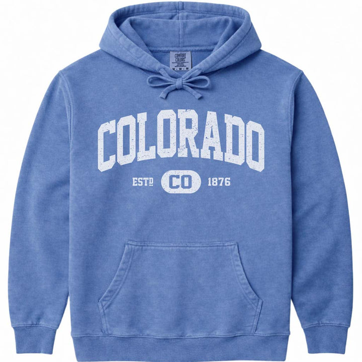 Colorado 1876 Vintage Hooded Sweatshirt - Flo Blue