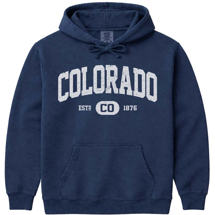 Colorado 1876 Vintage Hooded Sweatshirt - Navy
