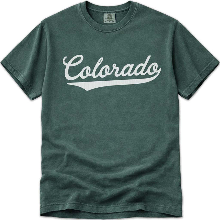 Colorado Baseball Tee Shirt Varsity Script - Blue Spruce