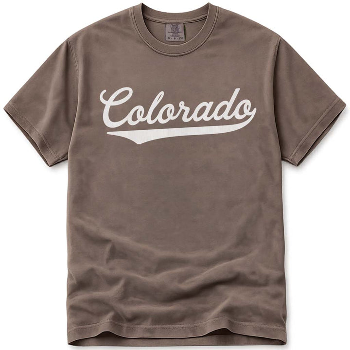 Colorado Baseball Tee Shirt Varsity Script - Espresso