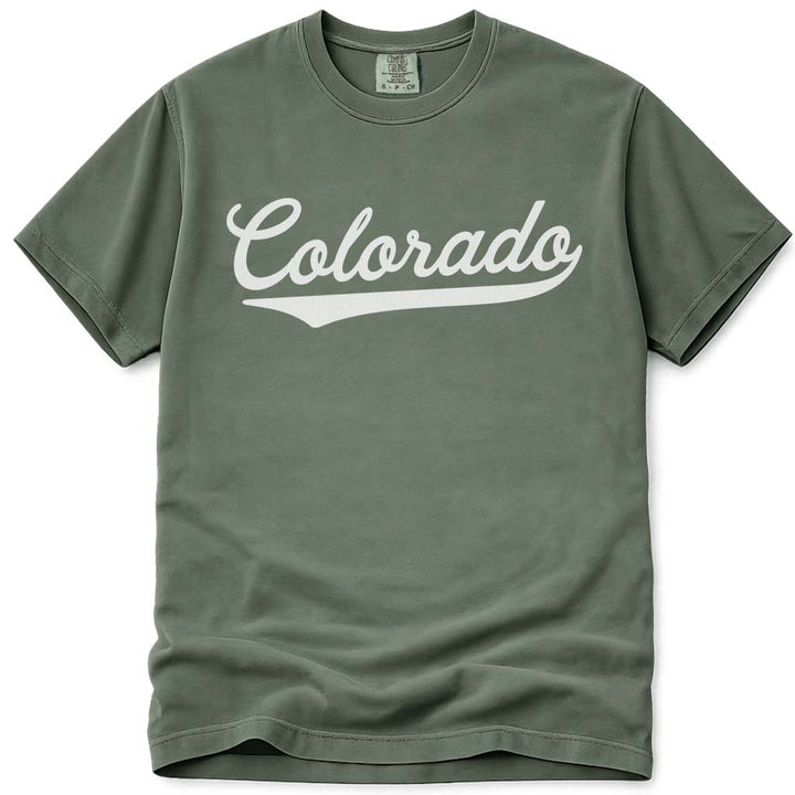 Colorado Baseball Tee Shirt Varsity Script - Moss