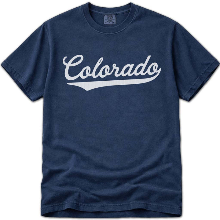 Colorado Baseball Tee Shirt Varsity Script - Navy