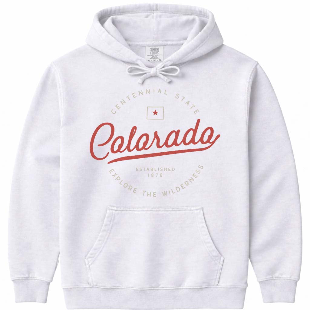 Colorado Travel Vacation Hooded Sweatshirt - White