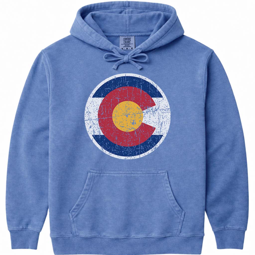 Retro Colorado Badge Flag Sweatshirt - Flo Blue