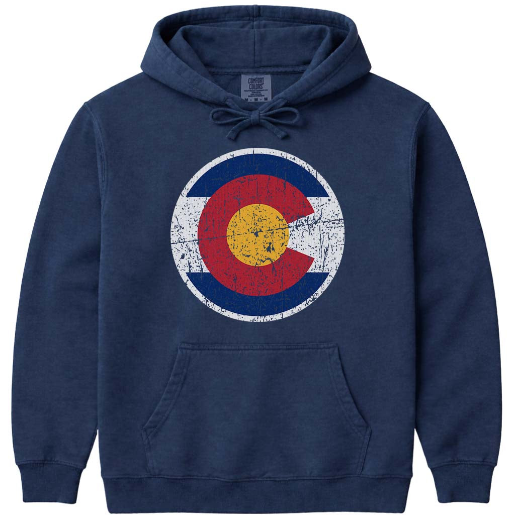Retro Colorado Badge Flag Sweatshirt - Navy