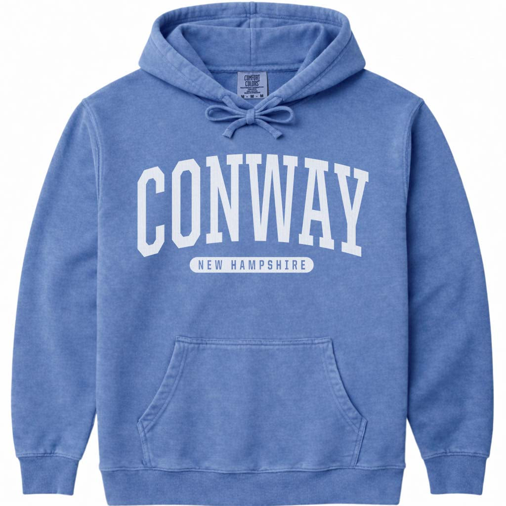 Conway New Hampshire Hoodie - Flo Blue