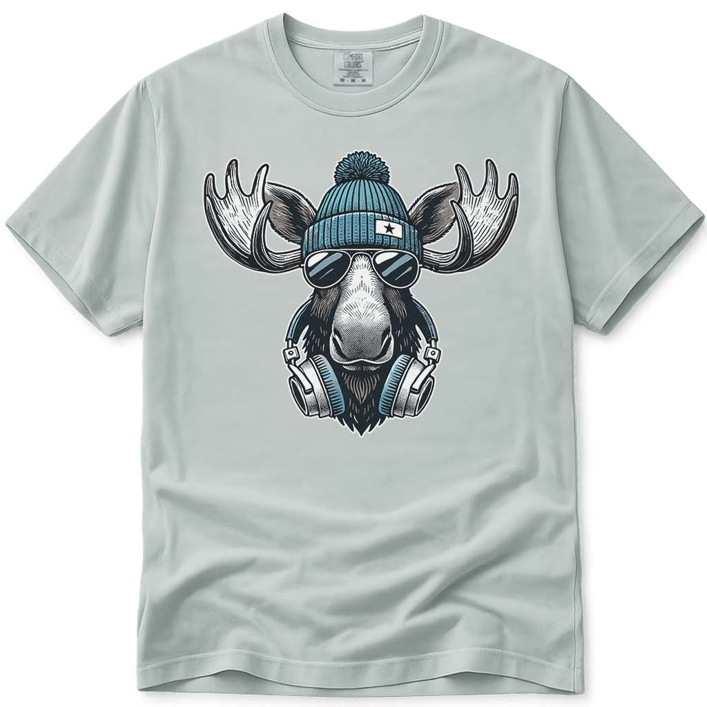 Cool Hipster Moose Headphones Sunglasses T Shirt - Bay