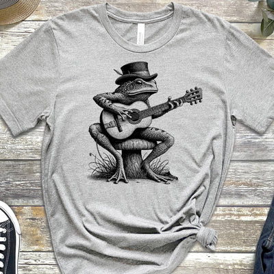 Cottagecore Guitar Frog T-Shirt – Cute Frog Playing Guitar Graphic Tee