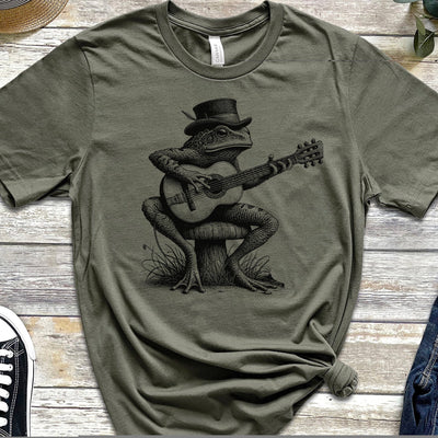 Cottagecore Guitar Frog T-Shirt – Cute Frog Playing Guitar Graphic Tee