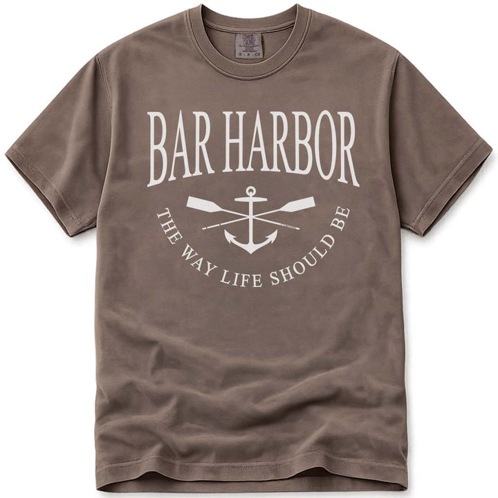 Crossed Oars & Anchor Nautical Bar Harbor T Shirt - Espresso