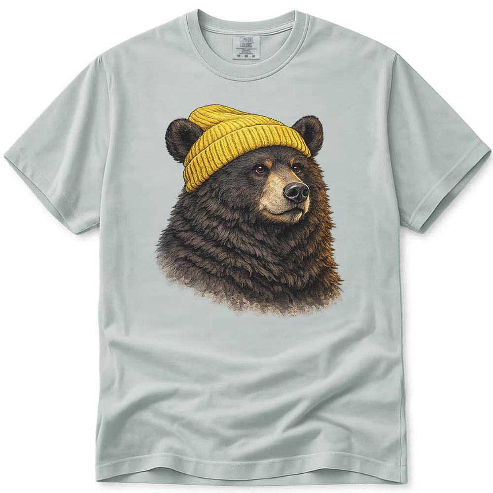 Cute Winter Bear T-Shirt, Beanie Wearing Bear Tee - Bay