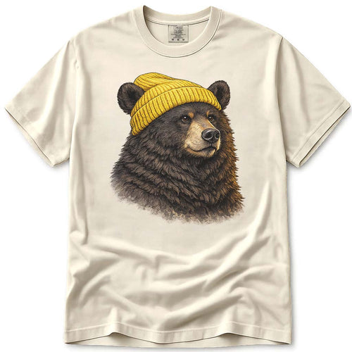 Cute Winter Beanie Wearing Bear T-Shirt