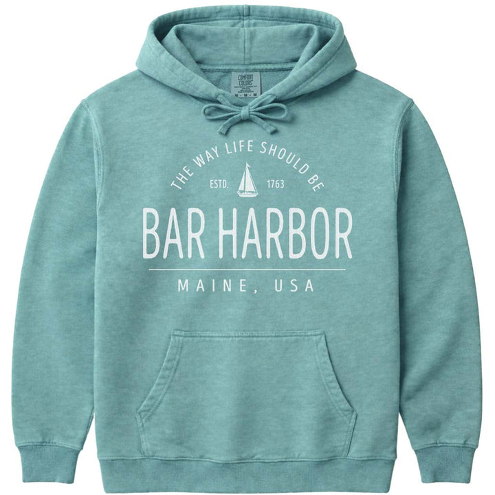 Coastal Sailboat Bar Harbor Hoodie Sweatshirt - Seafoam