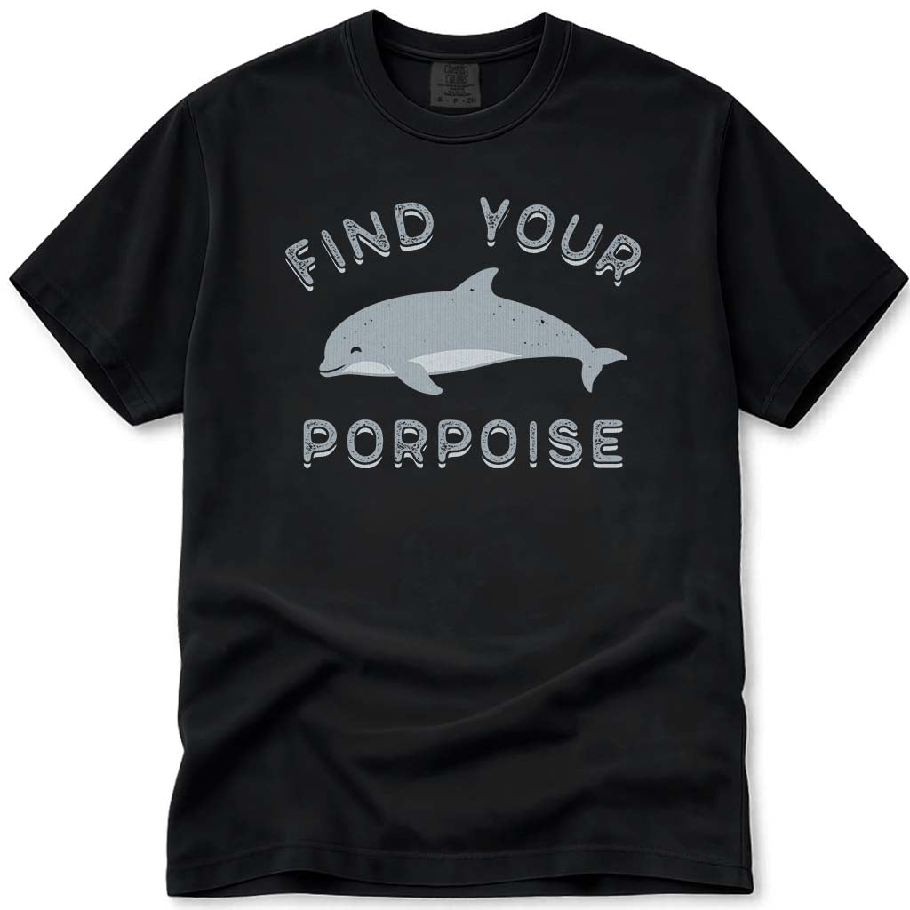 Find Your Porpoise Cute Dolphin Tee - Black