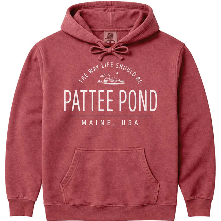 Cute Pattee Pond Maine Region Icon Hoodie - Crimson