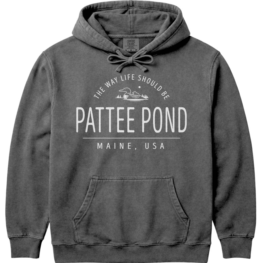 Cute Pattee Pond Maine Region Icon Hoodie - Pepper