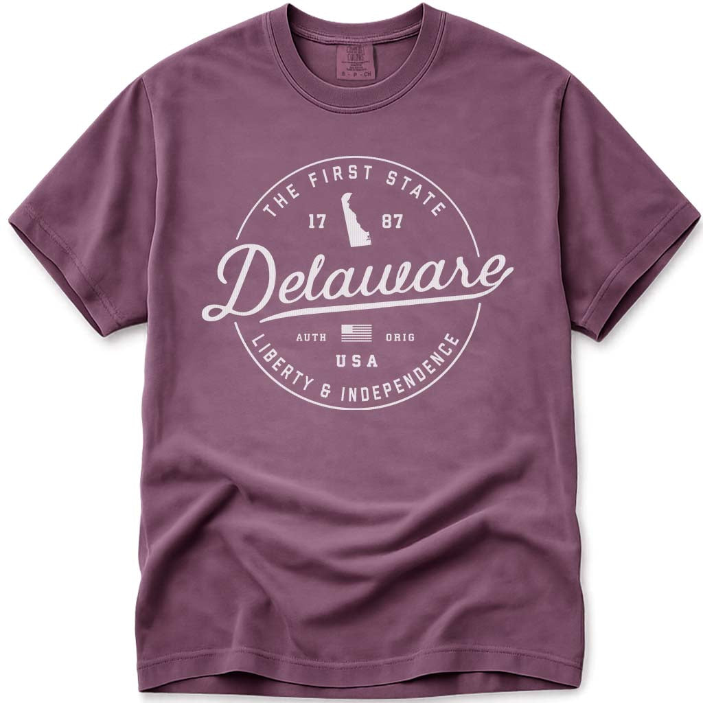 Delaware T Shirt, The First State - Berry