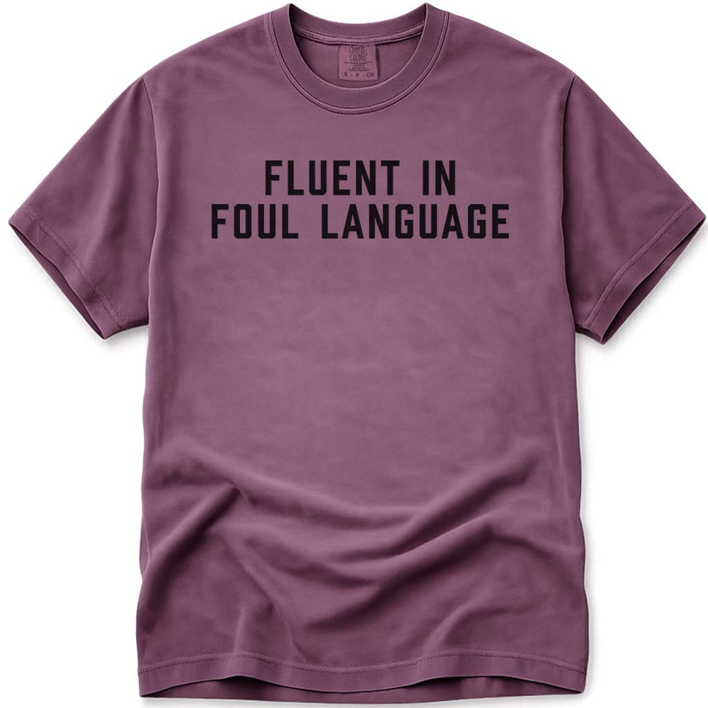 Dad Pun Fluent in Foul Language Tee - Berry