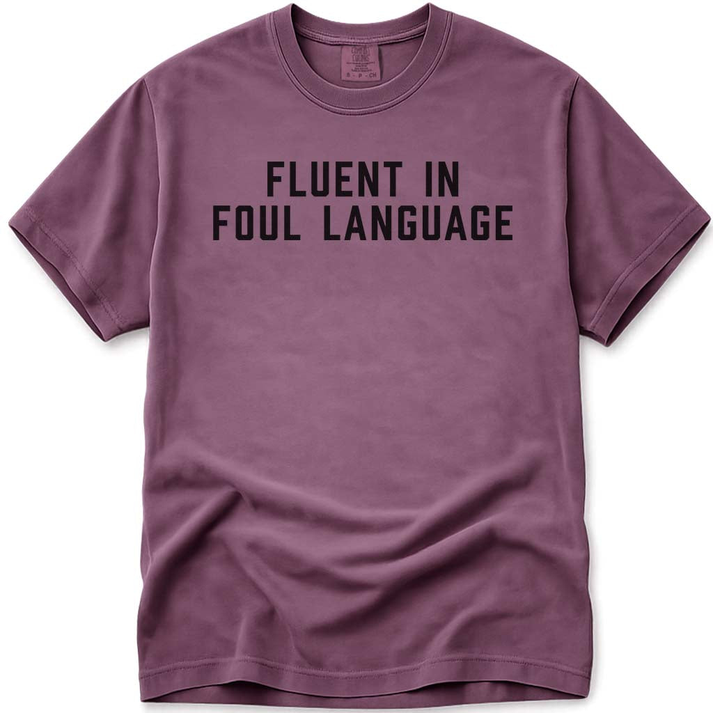 Dad Pun Fluent in Foul Language Tee - Berry