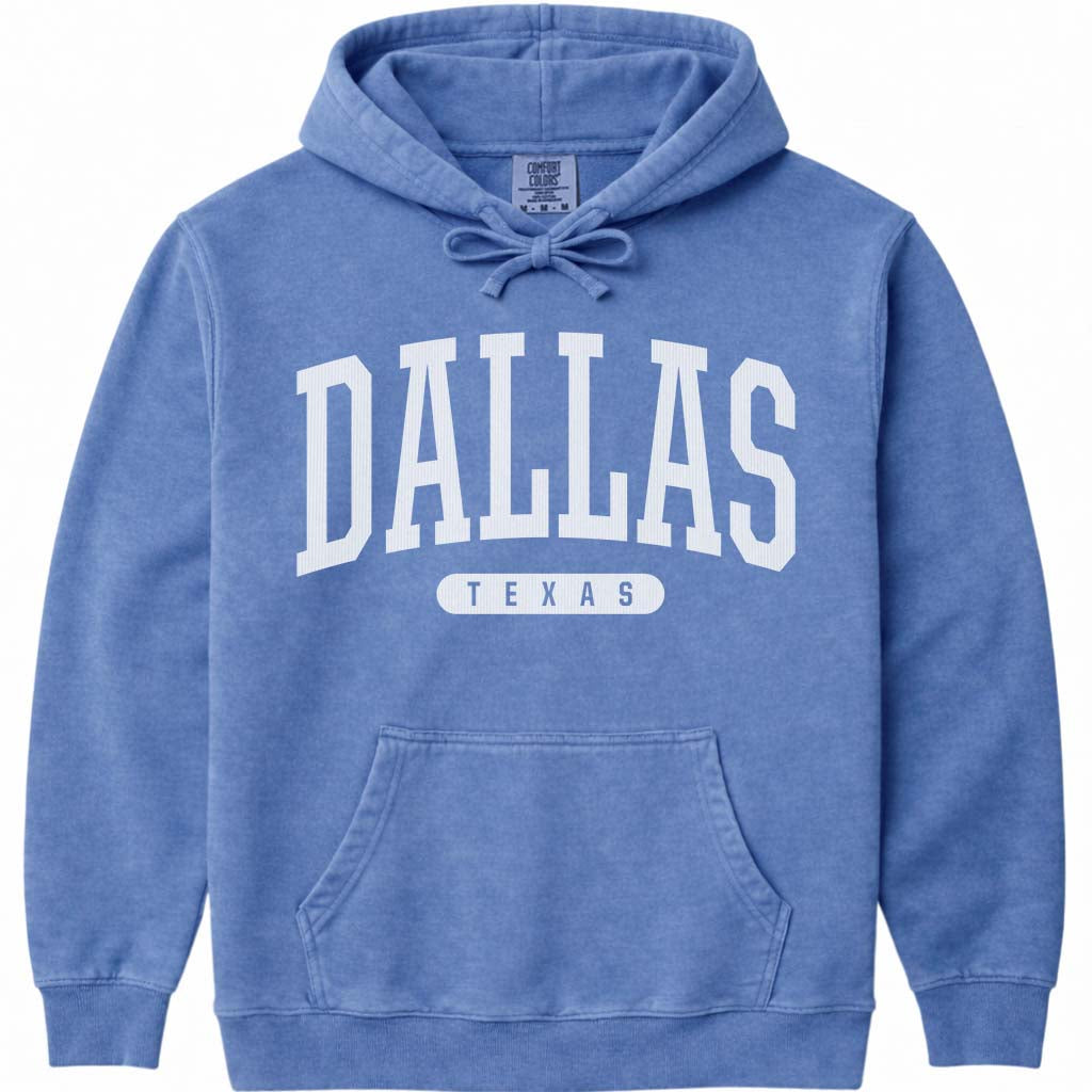 Dallas Texas Hooded Sweatshirt - Flo Blue
