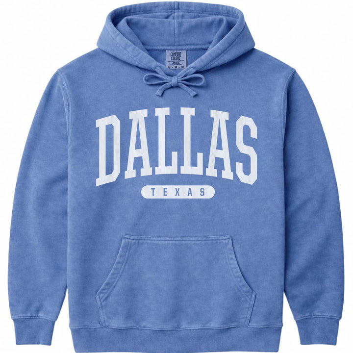 Dallas Texas Hooded Sweatshirt - Flo Blue