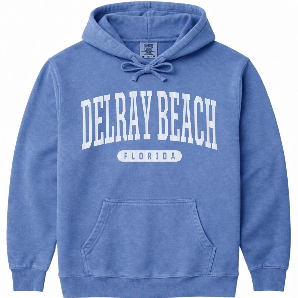 Delray Beach Florida Hooded Sweatshirt - Flo Blue