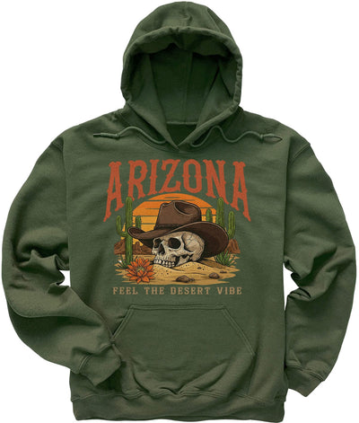 Military Green Olive Desert Skull Cowboy Arizona Hoodie