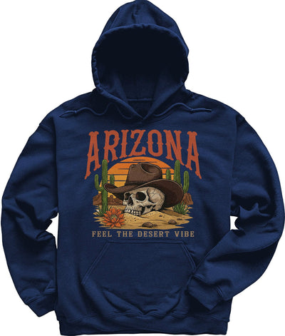 Navy Desert Skull Cowboy Arizona Hoodie