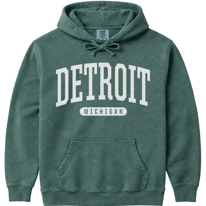 Detroit Michigan Hoodie Sweatshirt - Blue Spruce