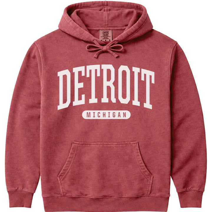 Detroit Michigan Hoodie Sweatshirt - Crimson