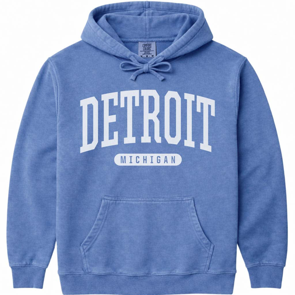 Detroit Michigan Hoodie Sweatshirt - Flo Blue