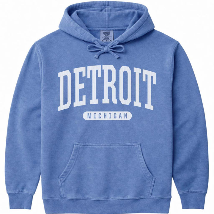 Detroit Michigan Hoodie Sweatshirt - Flo Blue